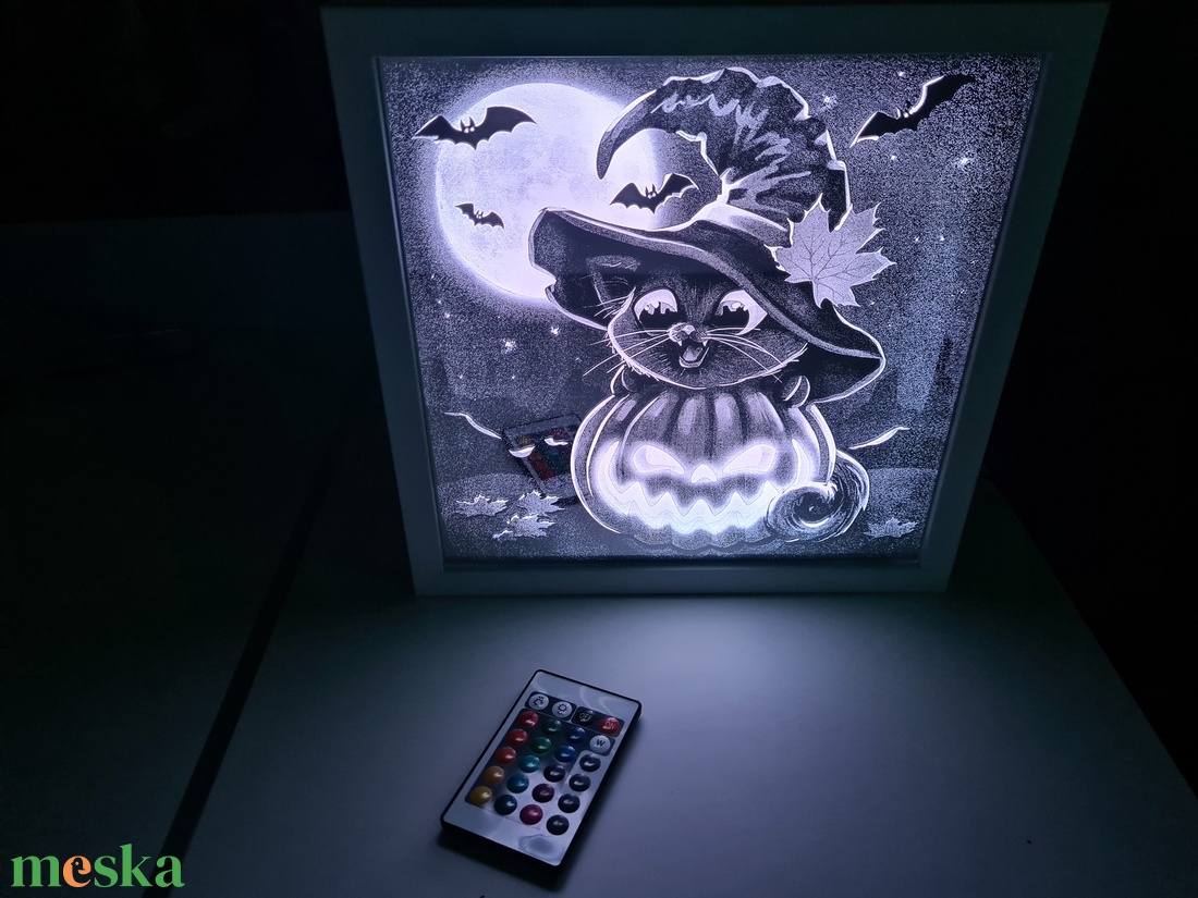 Halloween cica mintás DekorTükör - otthon & életmód - dekoráció - dísztárgy - Meska.hu