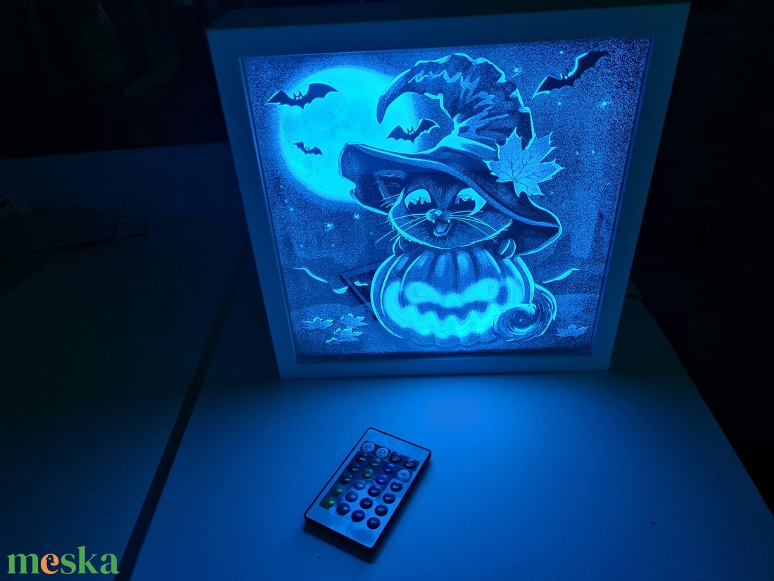 Halloween cica mintás DekorTükör - otthon & életmód - dekoráció - dísztárgy - Meska.hu