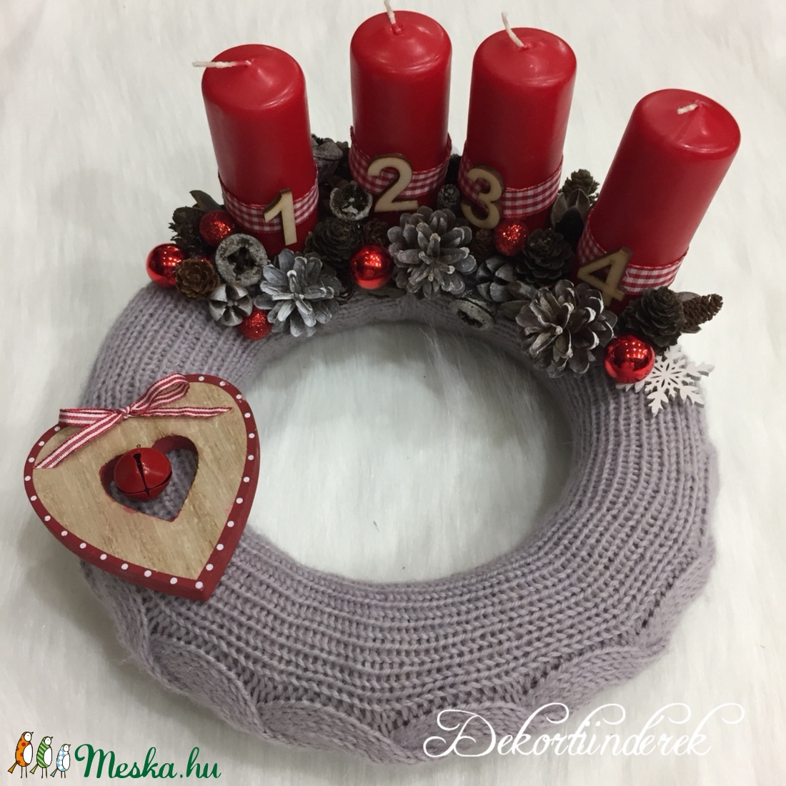 Adventi koszorú szivecskével - - Meska.hu Adventi koszorú szivecskével - - Meska.hu