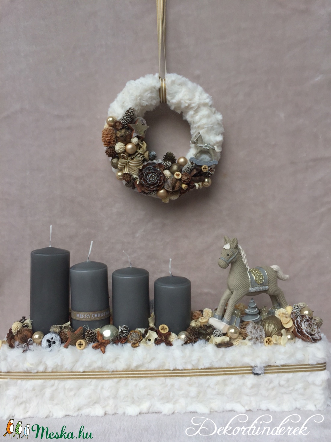 Hintalovas adventi koszorú es kopogtató szett - - Meska.hu Hintalovas adventi koszorú es kopogtató szett - - Meska.hu