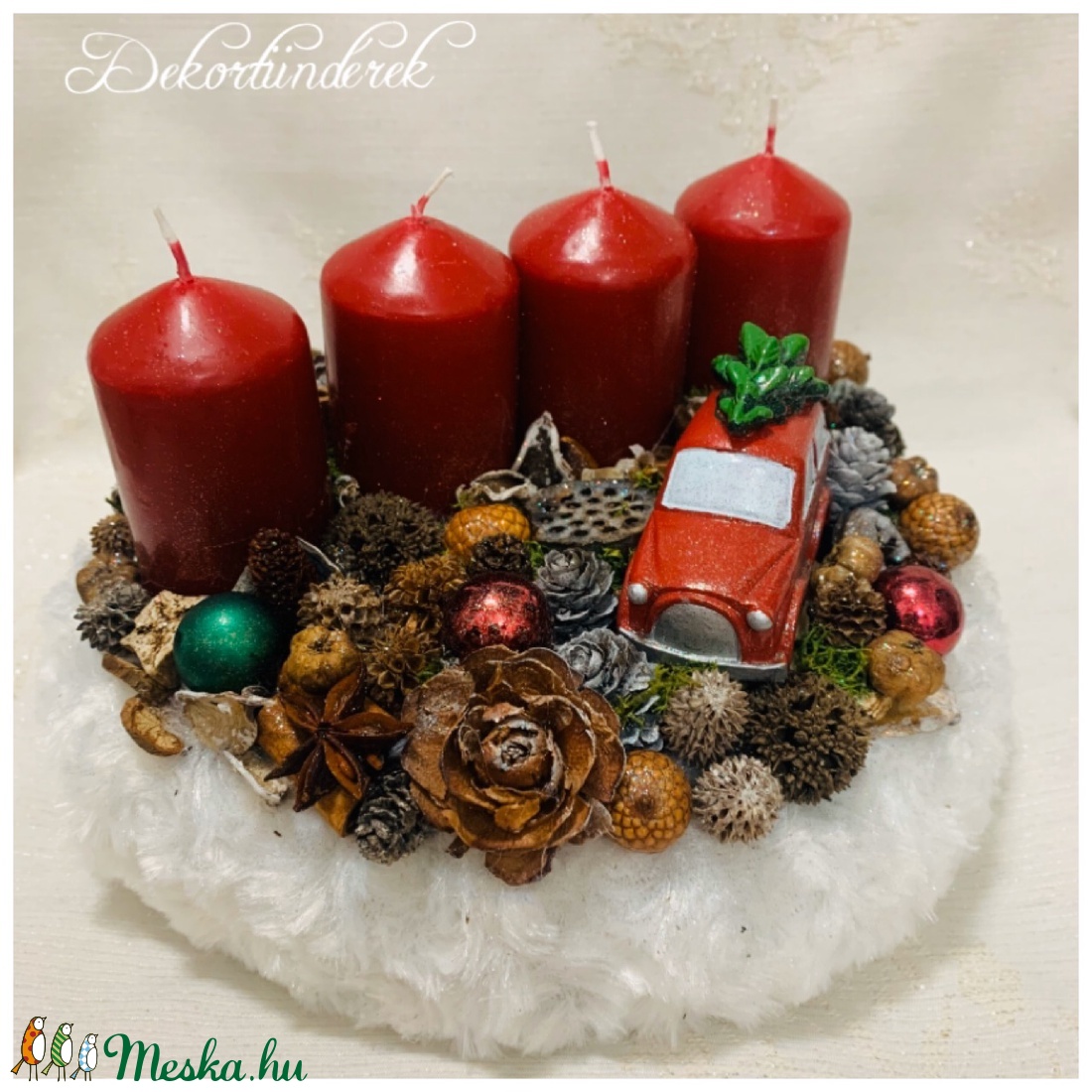 Bordó adventi koszorú karácsonyi autóval - - Meska.hu Bordó adventi koszorú karácsonyi autóval - - Meska.hu