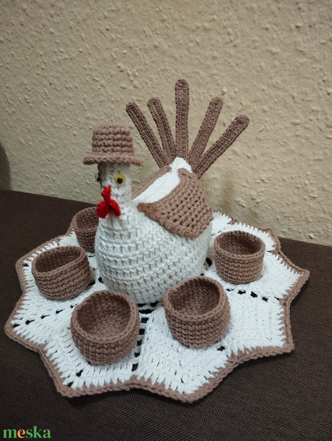 Horgolt tyúk  - otthon & életmód - dekoráció - asztal és polc dekoráció - asztaldísz - Meska.hu