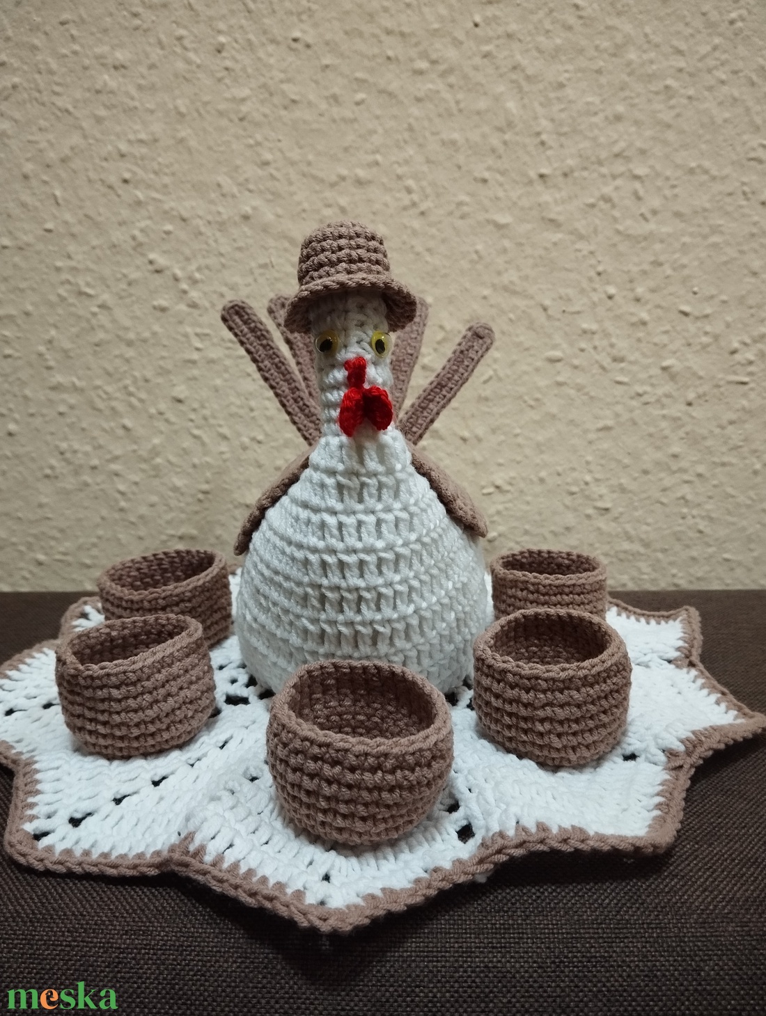 Horgolt tyúk  - otthon & életmód - dekoráció - asztal és polc dekoráció - asztaldísz - Meska.hu