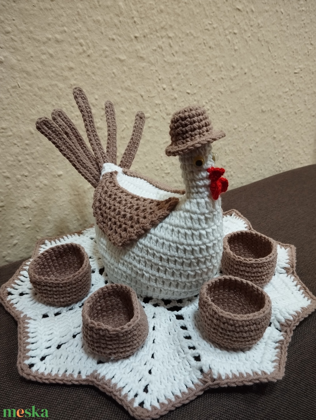 Horgolt tyúk  - otthon & életmód - dekoráció - asztal és polc dekoráció - asztaldísz - Meska.hu