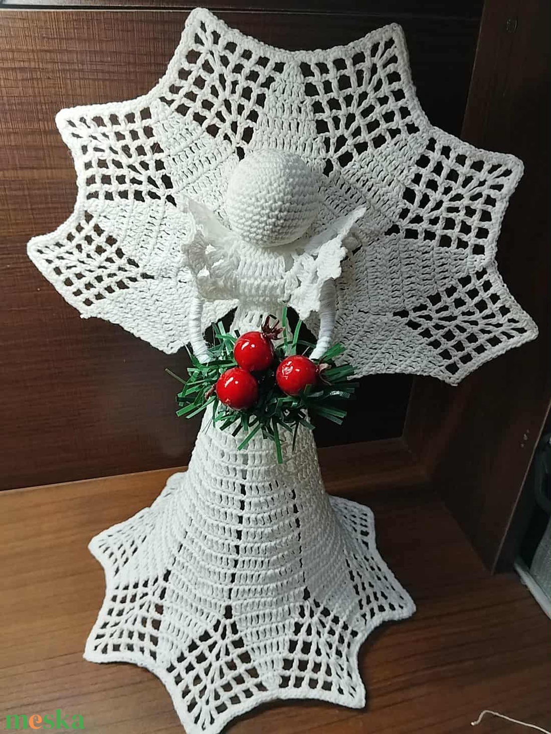 Horgolt karácsonyfa csúcsdísz - karácsony - karácsonyi lakásdekoráció - karácsonyfadíszek - Meska.hu