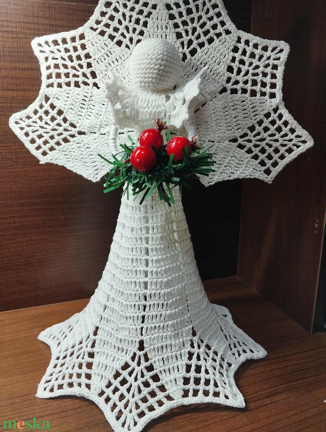 Horgolt karácsonyfa csúcsdísz - karácsony - karácsonyi lakásdekoráció - karácsonyfadíszek - Meska.hu