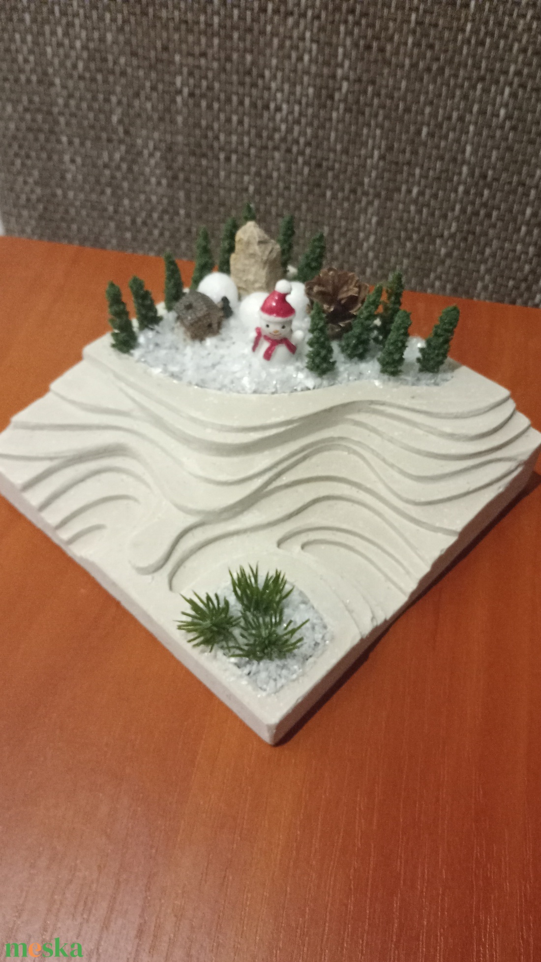 Hóember a hegytetőn - karácsony - karácsonyi lakásdekoráció - karácsonyi falu, házikó - Meska.hu