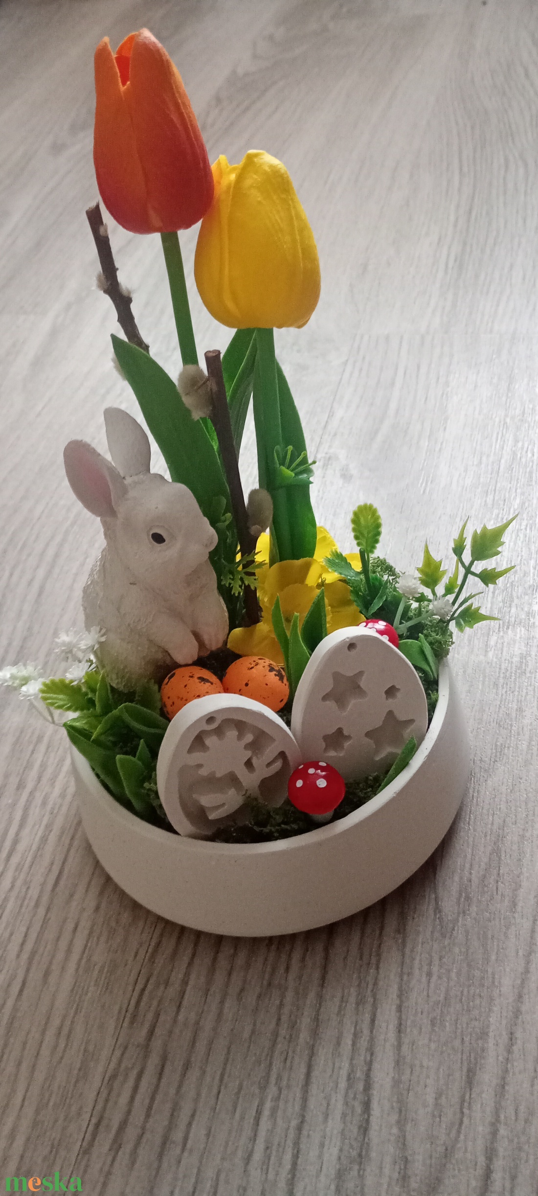 Húsvéti nyuszis dísz - ünnepi díszek, dekorációk - húsvéti díszek és dekorációk - húsvéti virágos díszek - Meska.hu