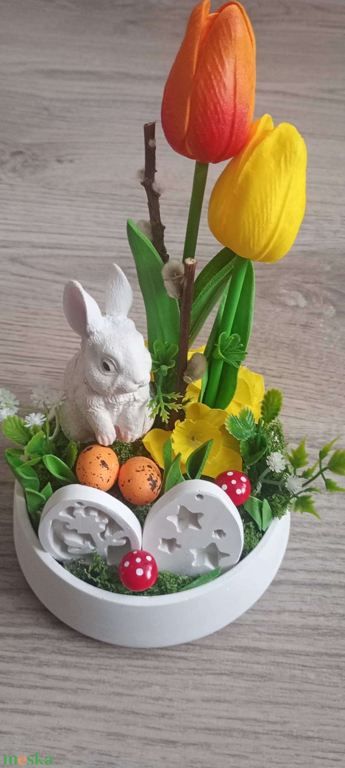 Húsvéti nyuszis dísz - ünnepi díszek, dekorációk - húsvéti díszek és dekorációk - húsvéti virágos díszek - Meska.hu