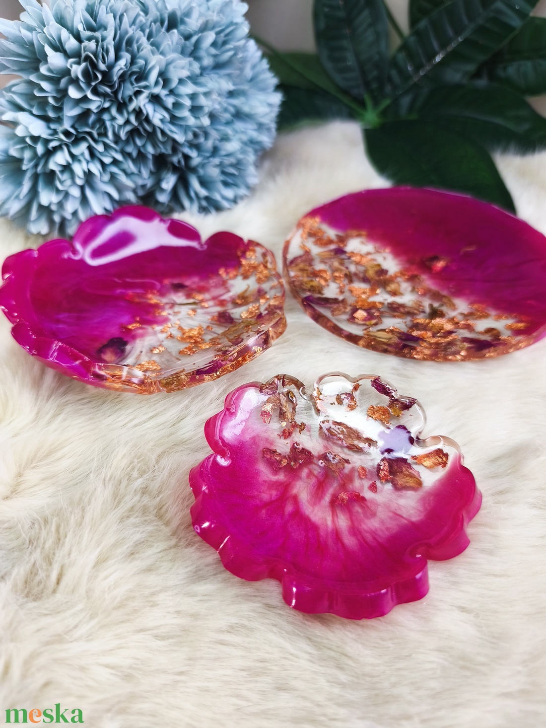 3 db Epoxy tálka, magenta-arany színű  - otthon & életmód - dekoráció - dísztárgy - Meska.hu