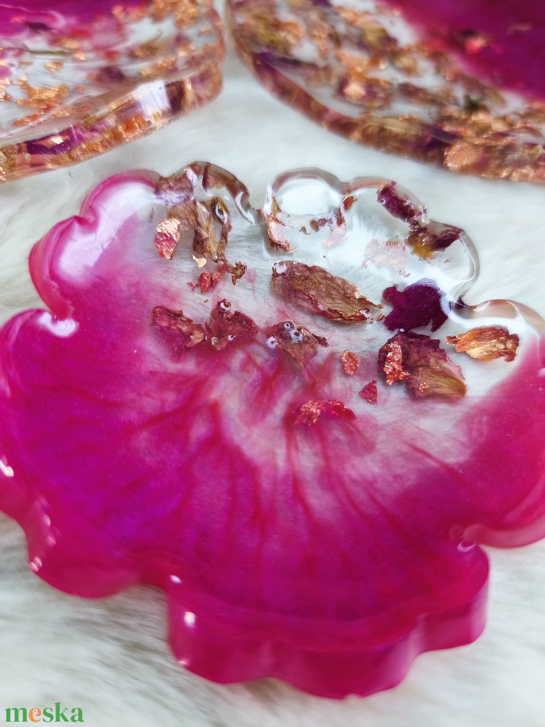 3 db Epoxy tálka, magenta-arany színű  - otthon & életmód - dekoráció - dísztárgy - Meska.hu