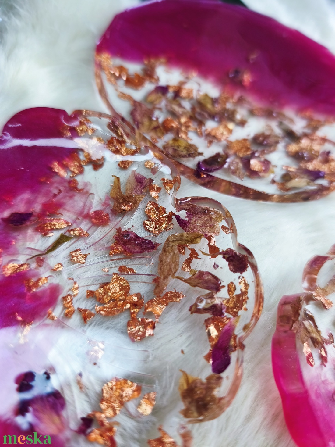 3 db Epoxy tálka, magenta-arany színű  - otthon & életmód - dekoráció - dísztárgy - Meska.hu