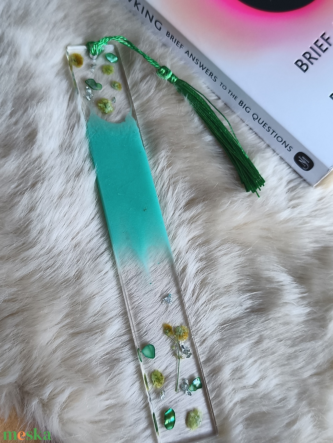 Gyönyörű epoxy könyvjelző, zöld  - otthon & életmód - dekoráció - dísztárgy - Meska.hu