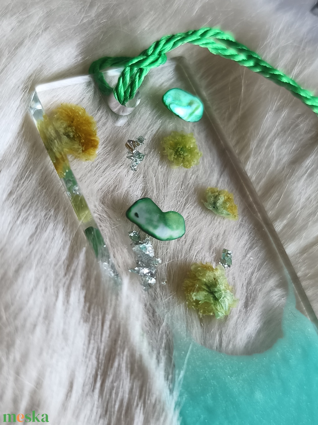 Gyönyörű epoxy könyvjelző, zöld  - otthon & életmód - dekoráció - dísztárgy - Meska.hu