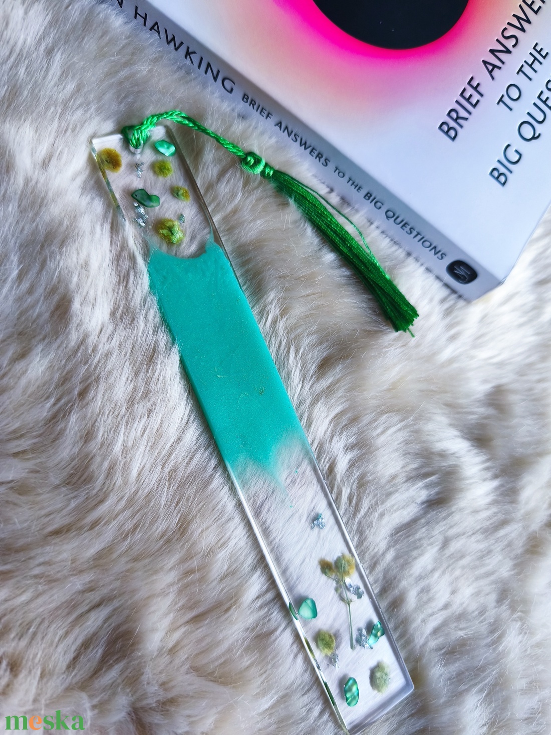 Gyönyörű epoxy könyvjelző, zöld  - otthon & életmód - dekoráció - dísztárgy - Meska.hu