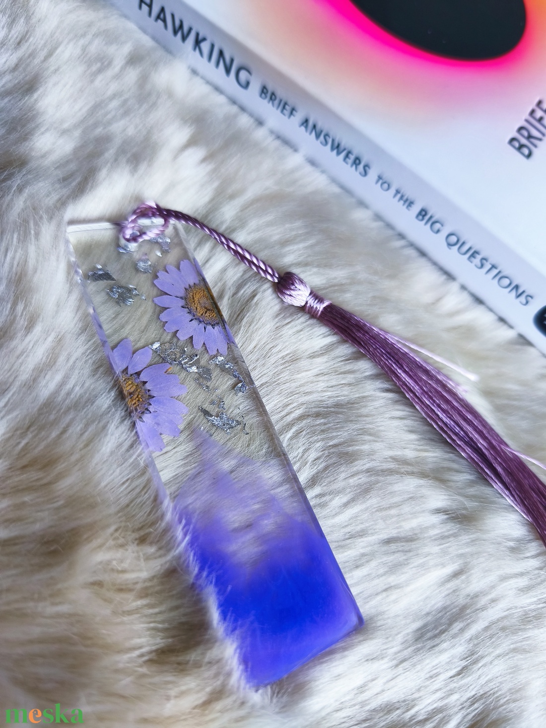 Virágos Epoxy könyvjelző, lila - otthon & életmód - dekoráció - dísztárgy - Meska.hu