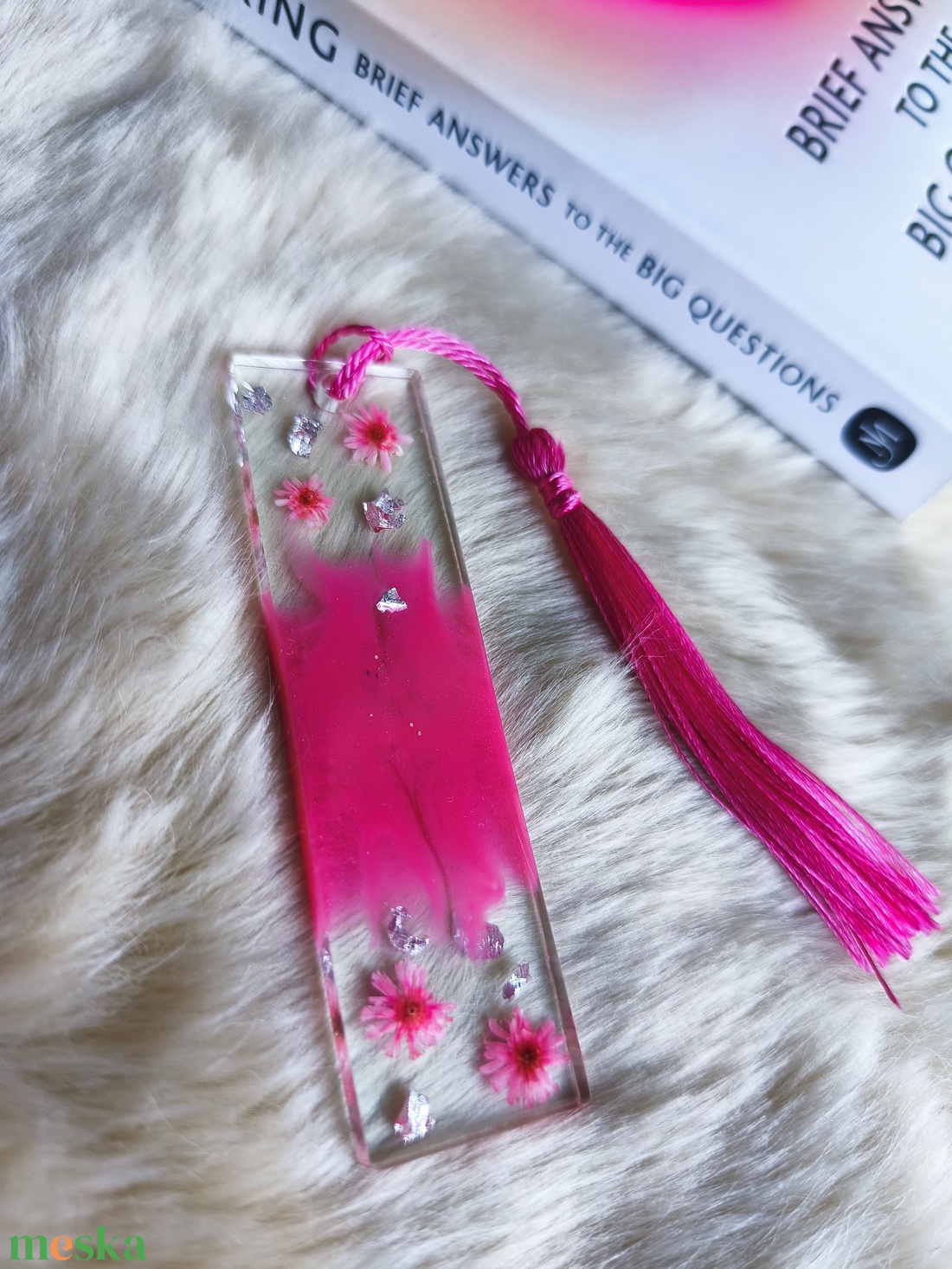 Apró virágos Epoxy könyvjelző, rózsaszín  - otthon & életmód - dekoráció - dísztárgy - Meska.hu