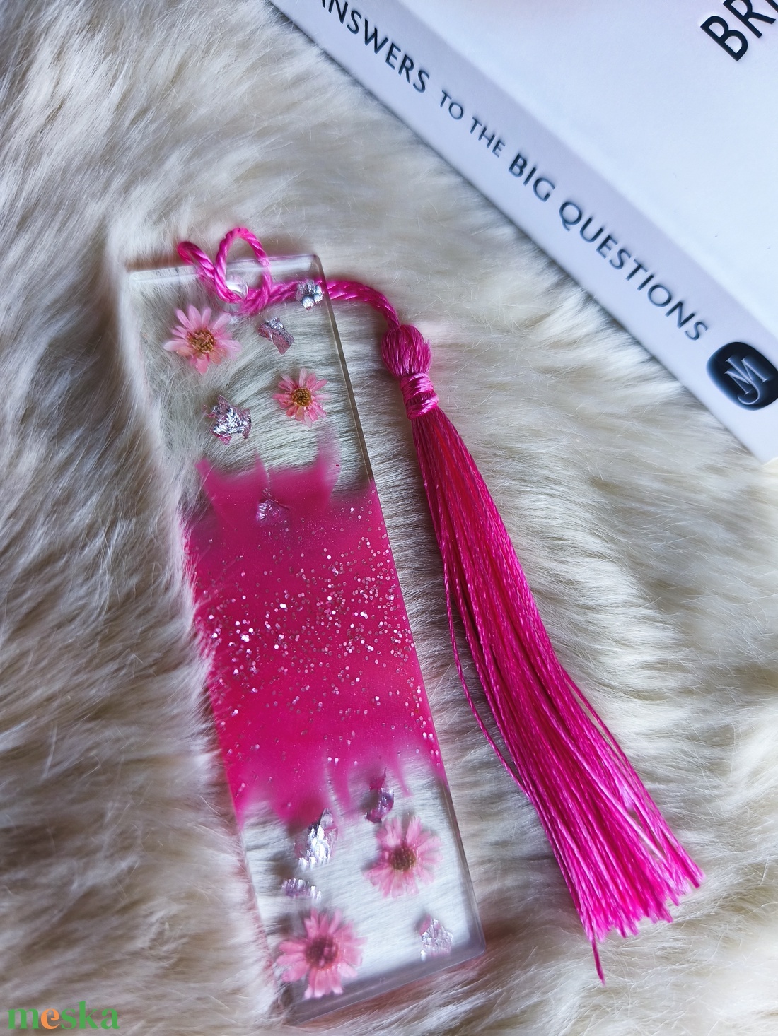 Apró virágos Epoxy könyvjelző, rózsaszín  - otthon & életmód - dekoráció - dísztárgy - Meska.hu