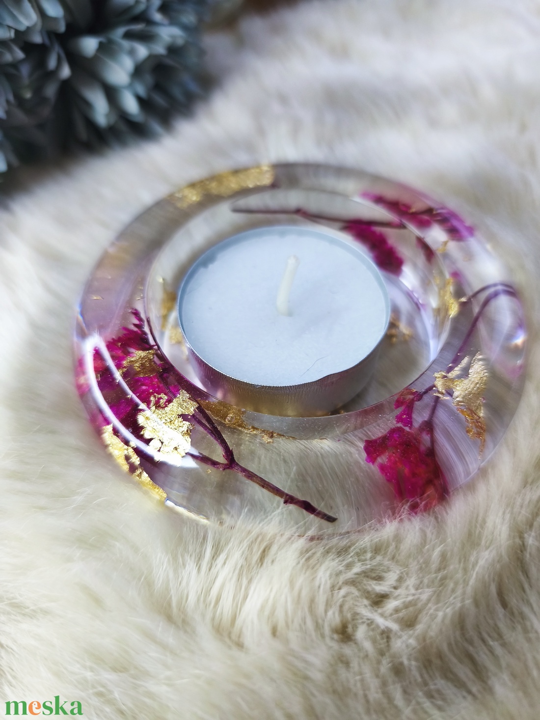 Epoxy mécsestartó, pink - otthon & életmód - gyertya, illat, aroma - mécses és mécsestartó - Meska.hu