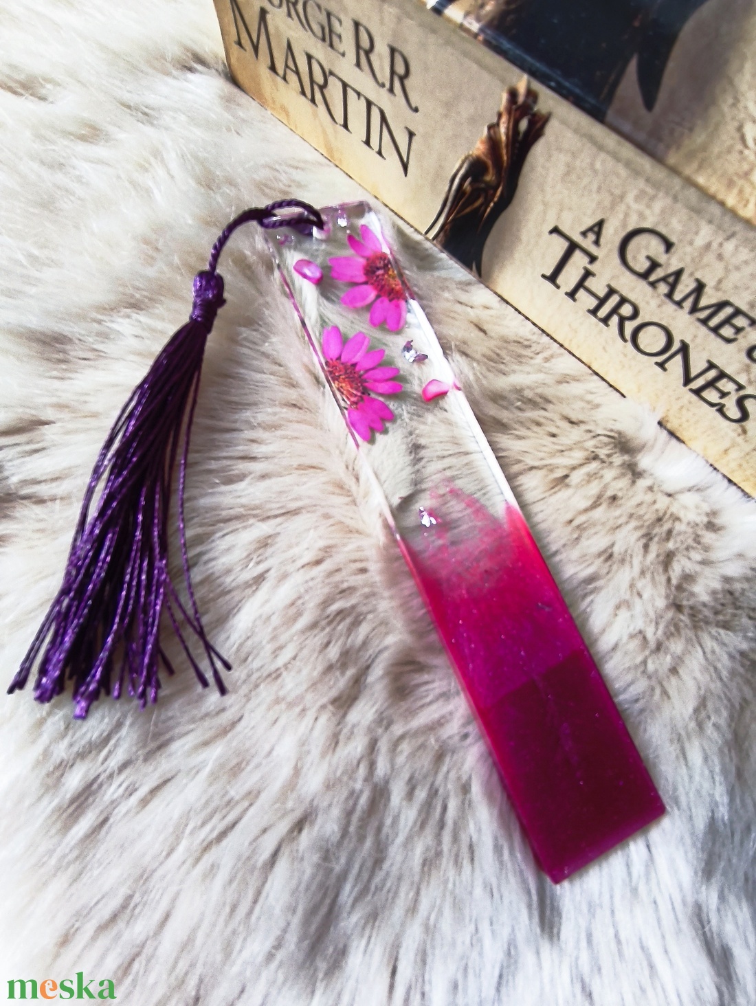 Epoxy könyvjelző, lilás - otthon & életmód - dekoráció - dísztárgy - Meska.hu