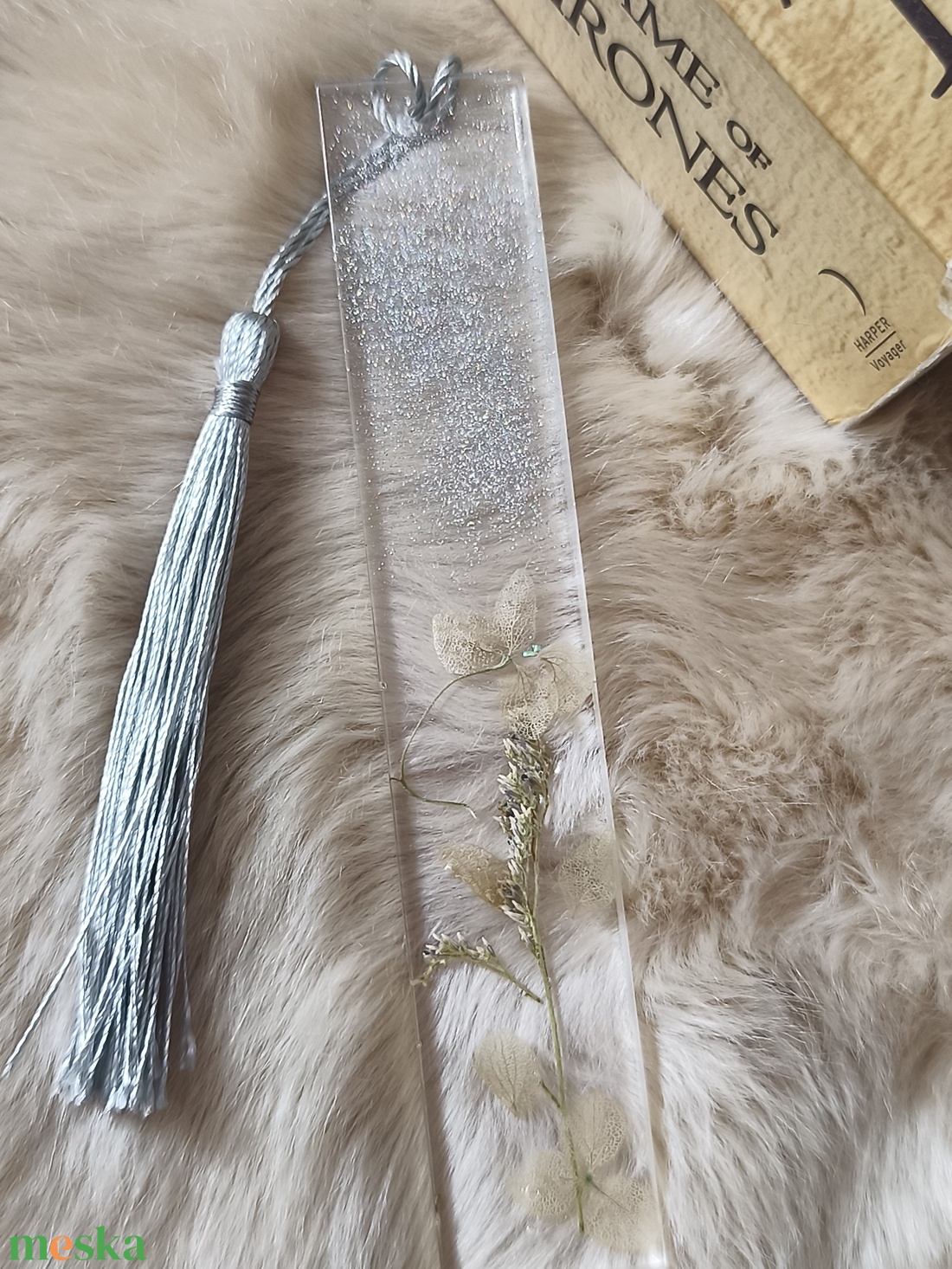 Epoxy könyvjelző, ezüstös - otthon & életmód - dekoráció - dísztárgy - Meska.hu