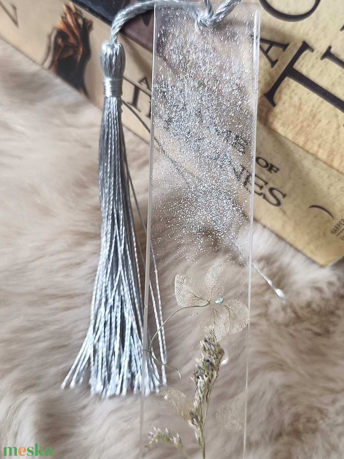 Epoxy könyvjelző, ezüstös - otthon & életmód - dekoráció - dísztárgy - Meska.hu