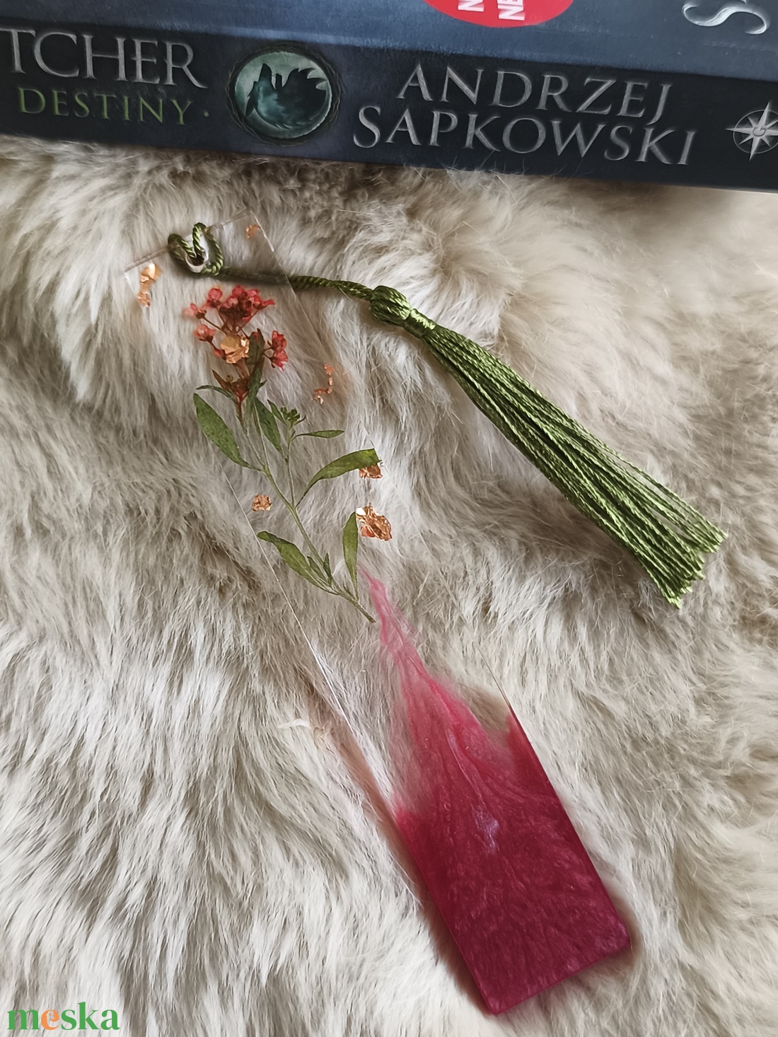 Epoxy könyvjelző, piros-zöld - otthon & életmód - dekoráció - dísztárgy - Meska.hu