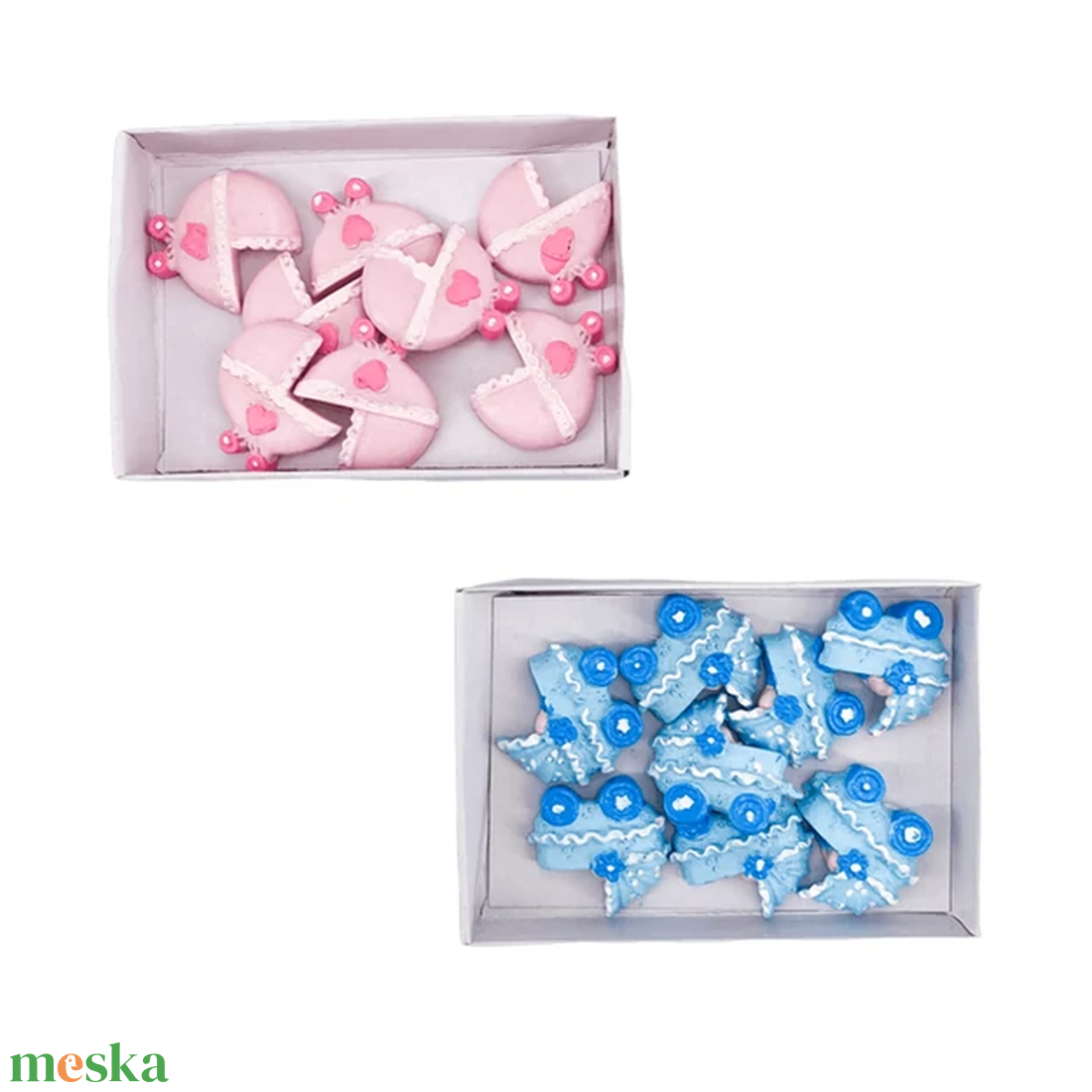 Dekor babakocsi 8db/cs 3cm kék vagy rózsaszín (Babaváró) - otthon & életmód - babaszoba, gyerekszoba - babaszoba dekoráció - Meska.hu