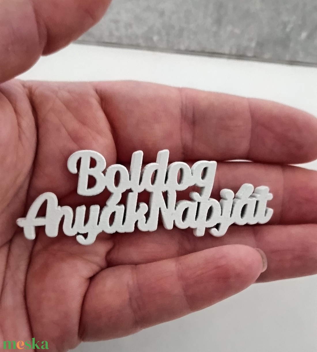 Natúr fa Boldog anyák napját felirat fehér 1db  - otthon & életmód - dekoráció - kép & falikép - táblakép - Meska.hu