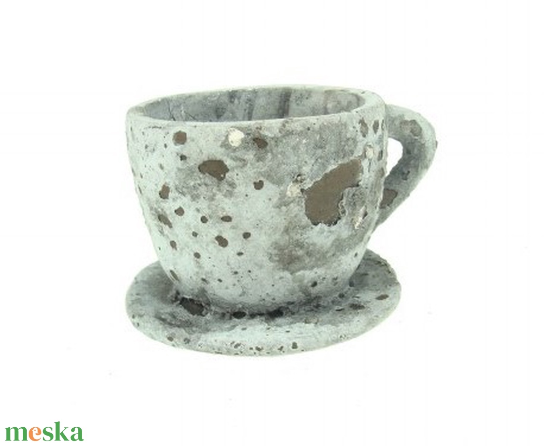 Kaspó csésze+alj kő 10x8x7cm szürke kő virágtartó - otthon & életmód - dekoráció - virágdísz és tartó - cserép & kaspó - Meska.hu