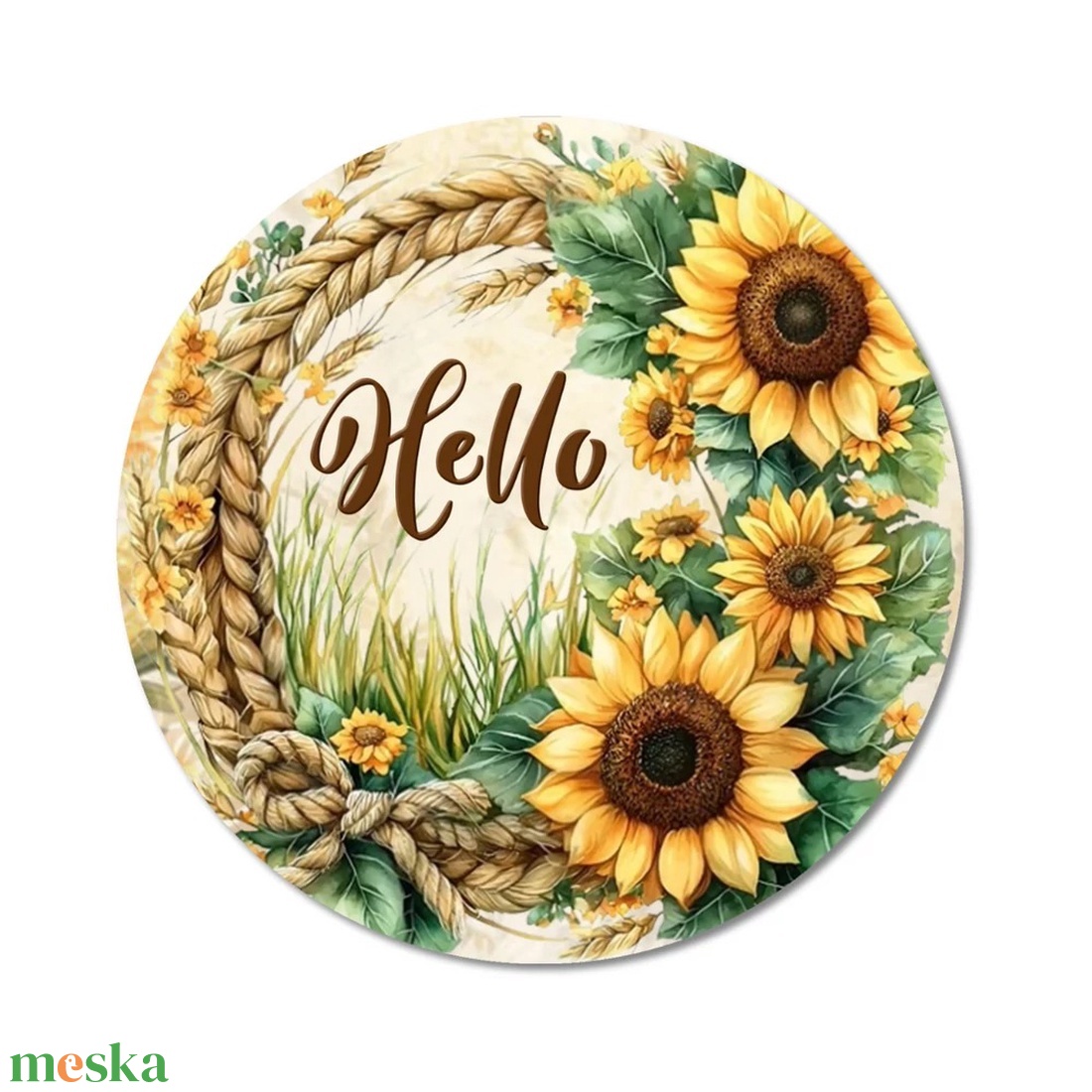 Nyomtatott fa tábla koszorú közép - Napraforgós Hello 11,8cm (KÉZMŰVES ALAPANYAGOK) - kellékek & szerszámok - dekorációs kellékek - koszorú, koszorúalap - Meska.hu Nyomtatott fa tábla koszorú közép - Napraforgós Hello 11,8cm (KÉZMŰVES ALAPANYAGOK) - kellékek & szerszámok - dekorációs kellékek - koszorú, koszorúalap - Meska.hu