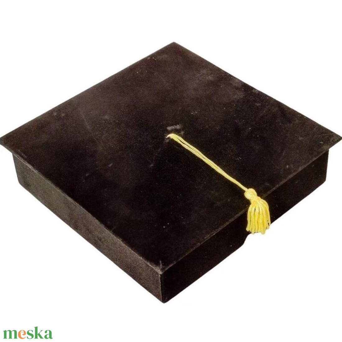 Bársony papírdoboz ajándék doboz ballagási sapka fekete 4,5x18cm (Ballagás) - otthon & életmód - papír, írószer - ajándékozás kellékei - pénzátadó doboz - Meska.hu