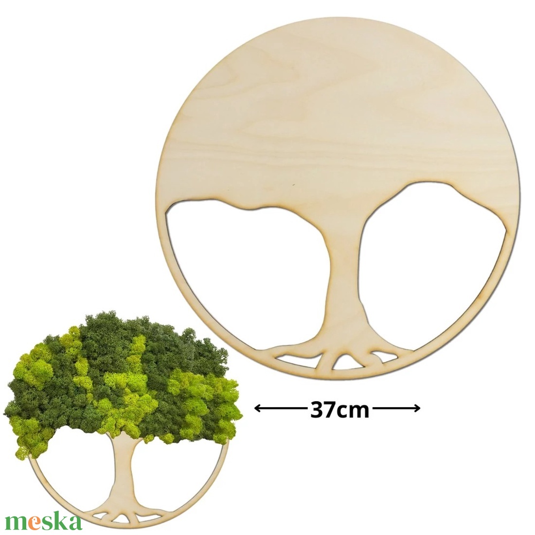 Natúr fa - Dekorálható DIY fa alap 37cm - karcsú fa gyökérzettel moha fa kép készítéshez alapanyag 1 db  - kellékek & szerszámok - fa - rétegelt lemez, fa alap - Meska.hu