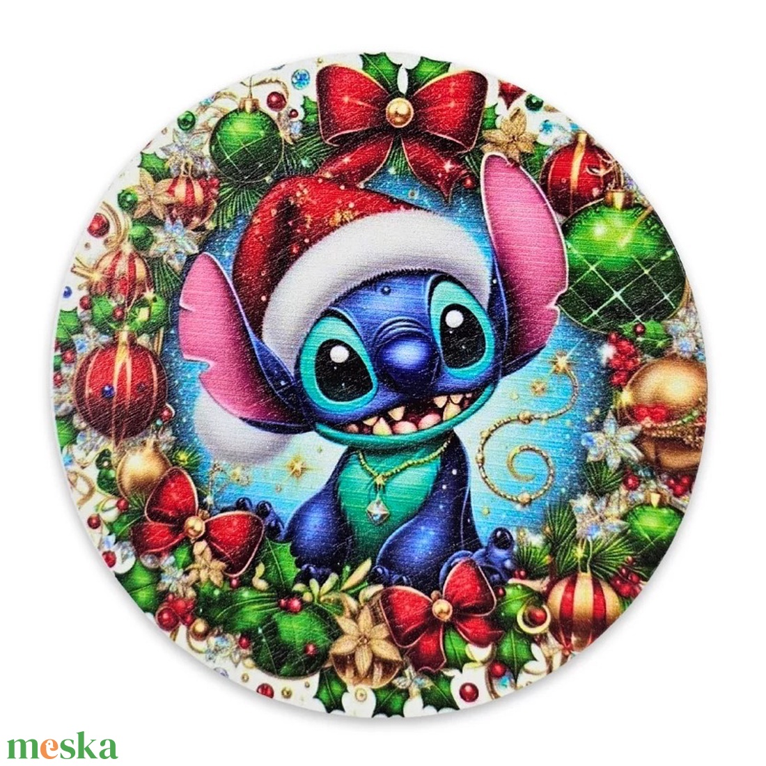 Nyomtatott fa tábla koszorú közép - Karácsonyi stitch - kellékek & szerszámok - dekorációs kellékek - koszorú, koszorúalap - Meska.hu