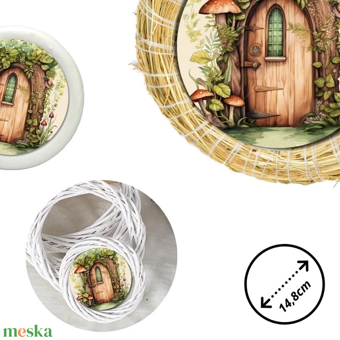 Nyomtatott fa tábla koszorú közép - Zöldablakos manóajtó - kellékek & szerszámok - dekorációs kellékek - koszorú, koszorúalap - Meska.hu