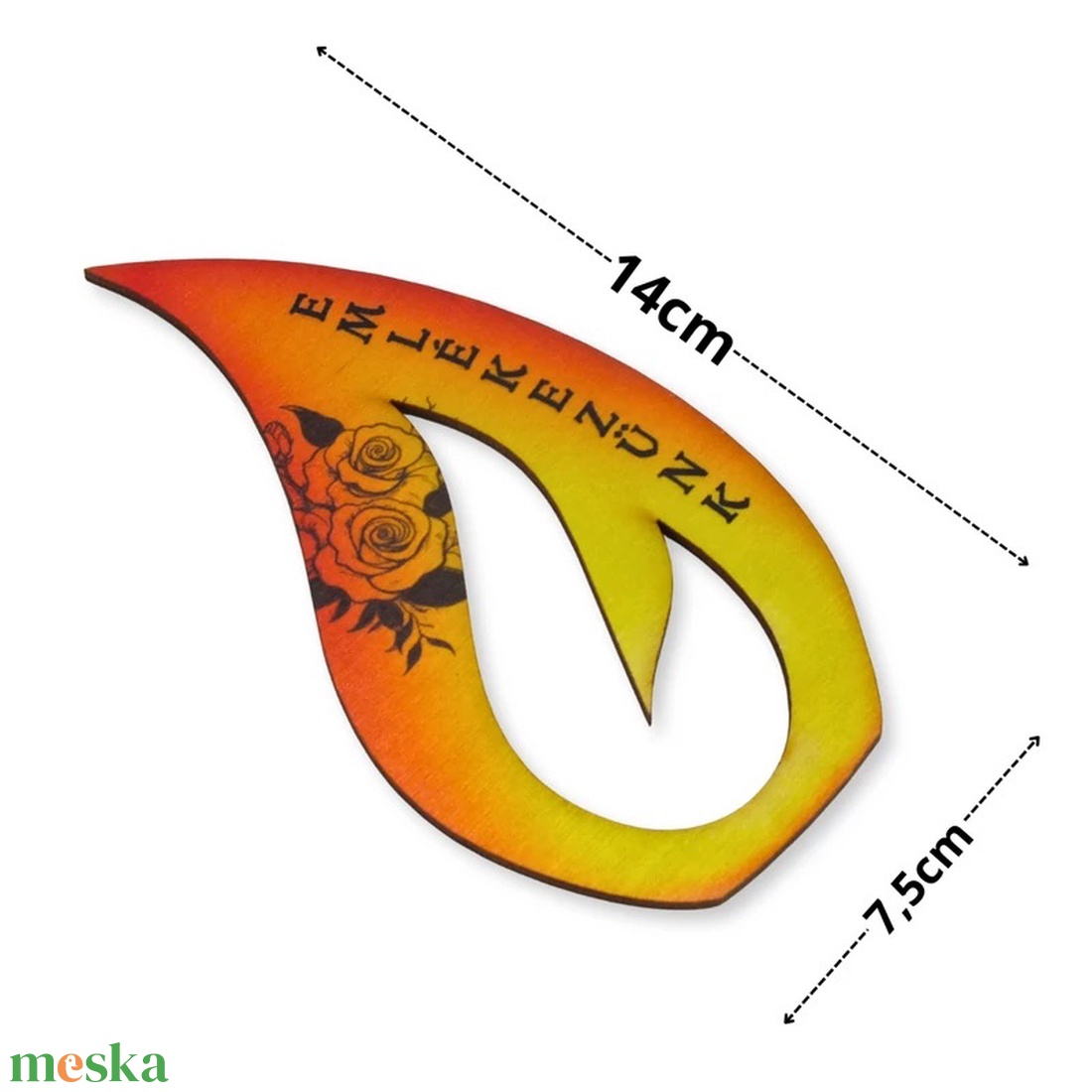 Nyomtatott fa - Örök láng 'Emlékezünk' 14x7,5cm (Dekorkartonok és papíralapanyagok) - kellékek & szerszámok - dekorációs kellékek - koszorú, koszorúalap - Meska.hu