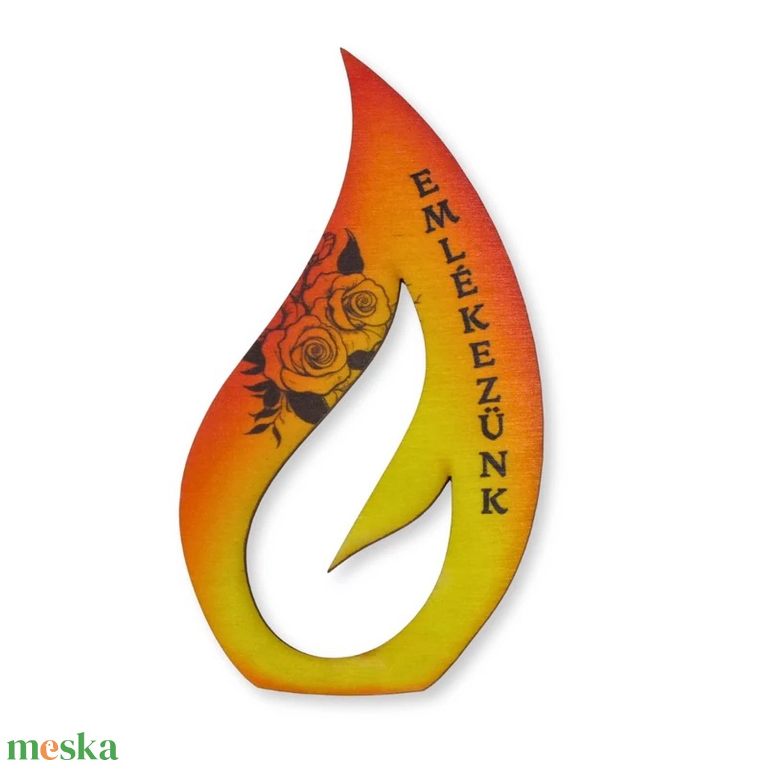 Nyomtatott fa - Örök láng 'Emlékezünk' 14x7,5cm (Dekorkartonok és papíralapanyagok) - kellékek & szerszámok - dekorációs kellékek - koszorú, koszorúalap - Meska.hu