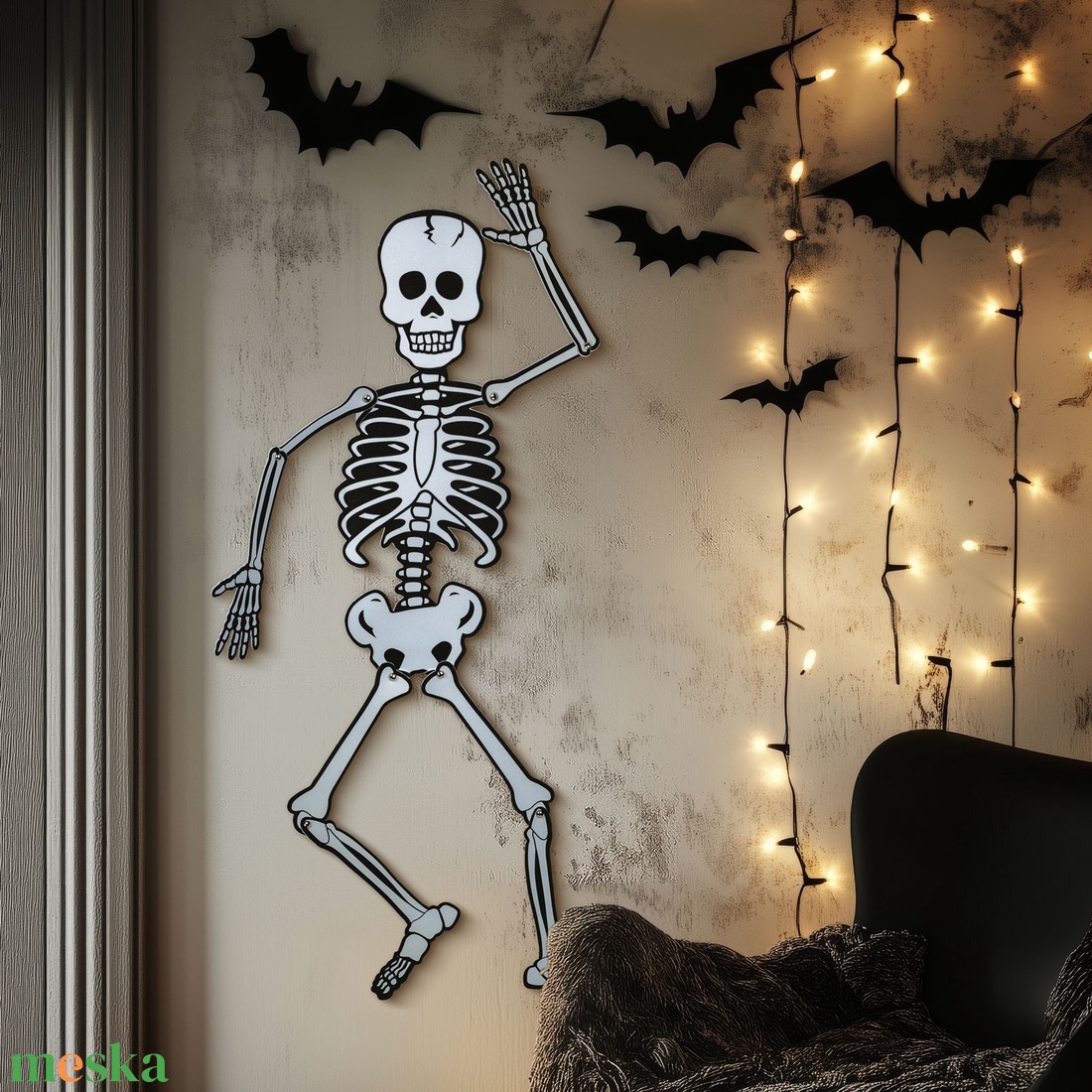 Halloween-i dekoráció - csontváz - habszivacs - 85 x 18 cm - otthon & életmód - dekoráció - halloween - halloweeni ajtódíszek és ablakdíszek - Meska.hu