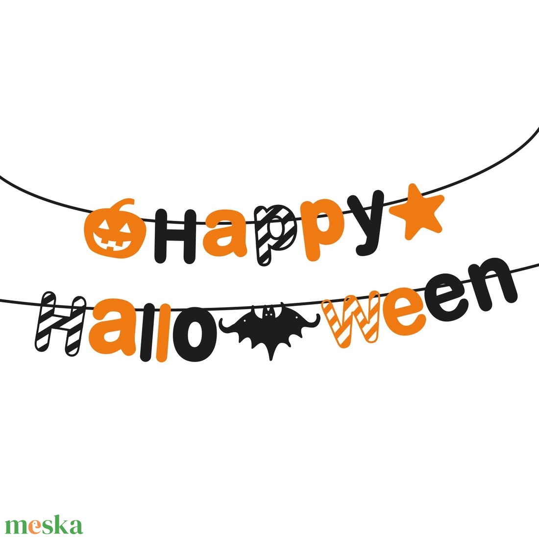 Halloween-i papír girland - Happy Halloween felirat - 3,5 m - otthon & életmód - dekoráció - halloween - halloweeni ajtódíszek és ablakdíszek - Meska.hu Halloween-i papír girland - Happy Halloween felirat - 3,5 m - otthon & életmód - dekoráció - halloween - halloweeni ajtódíszek és ablakdíszek - Meska.hu