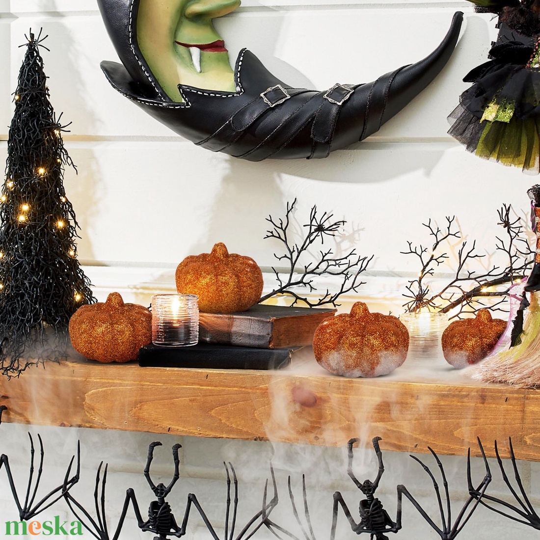 Halloween-i tök dekoráció - 5,2 cm - habszivacs - glitteres - 4 db / csomag - otthon & életmód - dekoráció - halloween - halloweeni tök - Meska.hu
