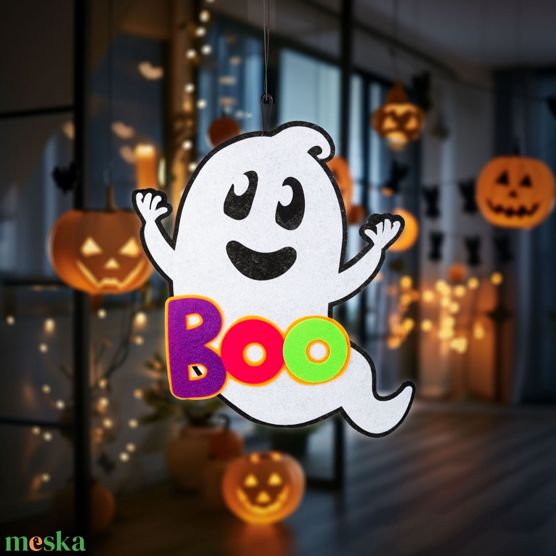 Halloween-i dekoráció - szellem - akasztható - filc - 37 x 34 cm - otthon & életmód - dekoráció - halloween - halloweeni ajtódíszek és ablakdíszek - Meska.hu