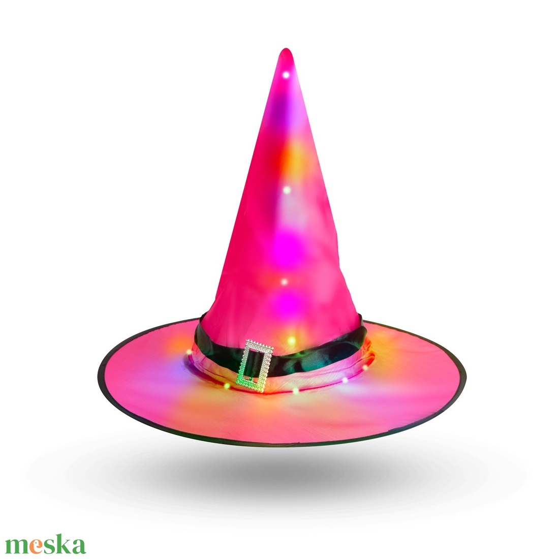 Halloween-i LED-es boszorkány kalap - színes, poliészter - 38 cm - otthon & életmód - dekoráció - halloween - halloweeni jelmez és kiegészítők - Meska.hu