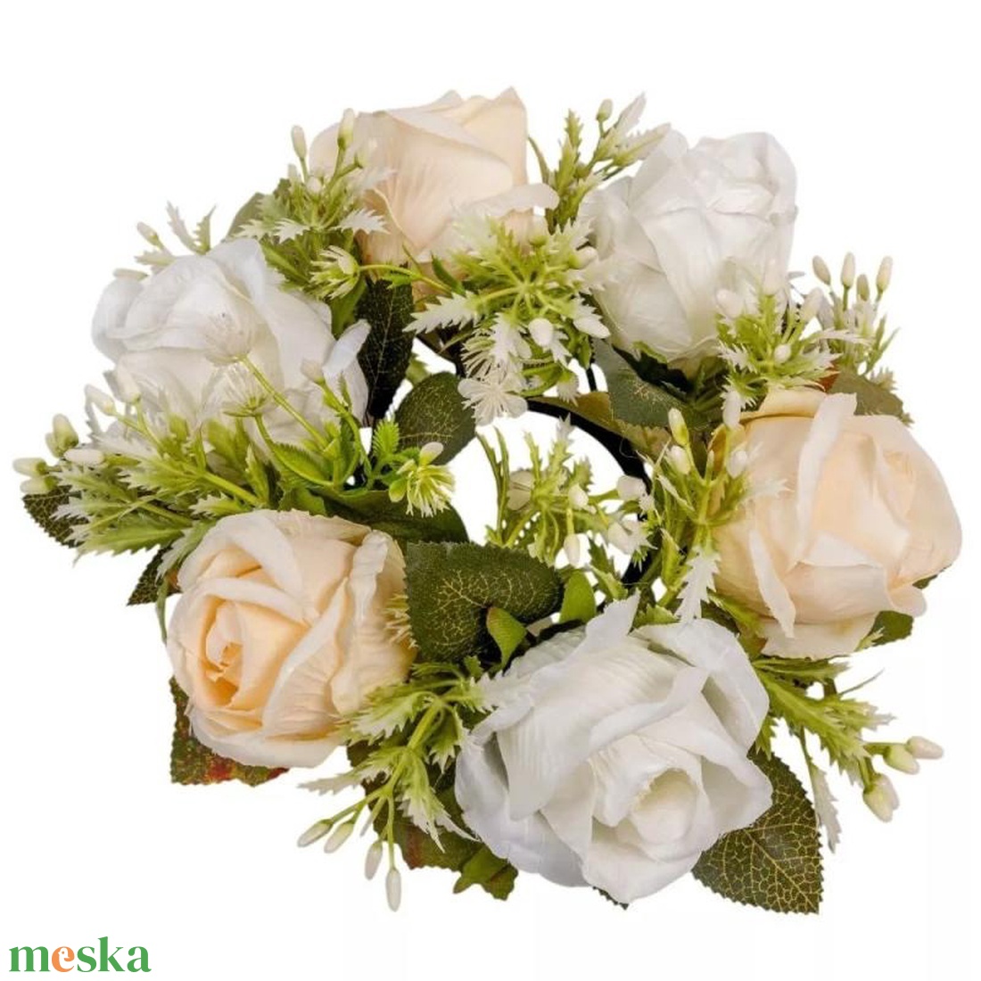 Rózsa koszorú D28cm fehér és krém rózsák mini pozsgás (Selyemvirágok) - kellékek & szerszámok - dekorációs kellékek - koszorú, koszorúalap - Meska.hu Rózsa koszorú D28cm fehér és krém rózsák mini pozsgás (Selyemvirágok) - kellékek & szerszámok - dekorációs kellékek - koszorú, koszorúalap - Meska.hu
