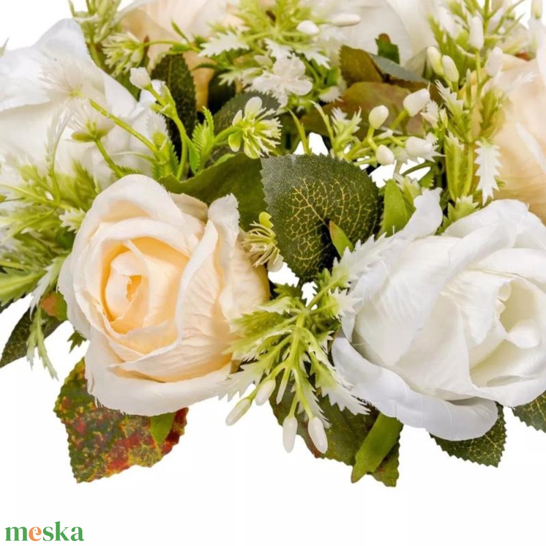 Rózsa koszorú D28cm fehér és krém rózsák mini pozsgás (Selyemvirágok) - kellékek & szerszámok - dekorációs kellékek - koszorú, koszorúalap - Meska.hu Rózsa koszorú D28cm fehér és krém rózsák mini pozsgás (Selyemvirágok) - kellékek & szerszámok - dekorációs kellékek - koszorú, koszorúalap - Meska.hu