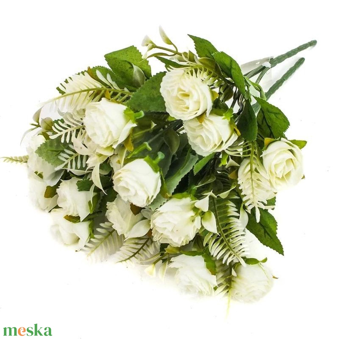 Rózsacsokor fehér 10fejes (Selyemvirágok) - otthon & életmód - dekoráció - virágdísz és tartó - csokor & virágdísz - Meska.hu