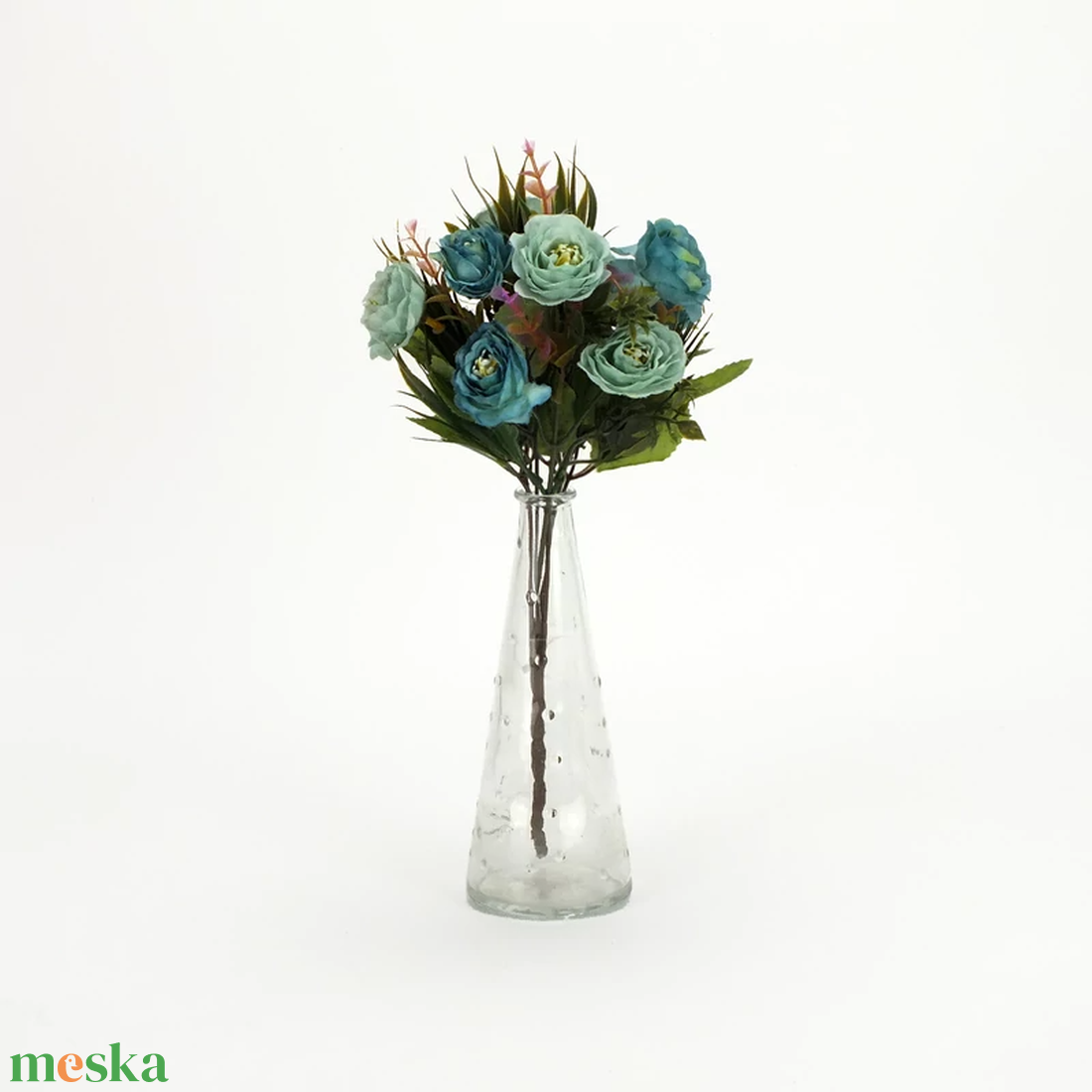 Fodros begónia csokor babakék (Selyemvirágok) - otthon & életmód - dekoráció - virágdísz és tartó - csokor & virágdísz - Meska.hu