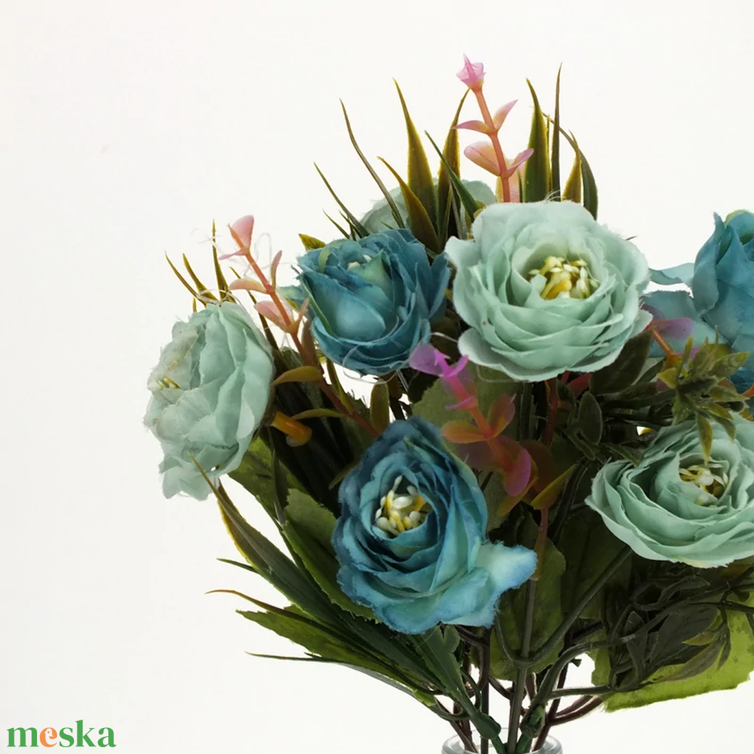 Fodros begónia csokor babakék (Selyemvirágok) - otthon & életmód - dekoráció - virágdísz és tartó - csokor & virágdísz - Meska.hu