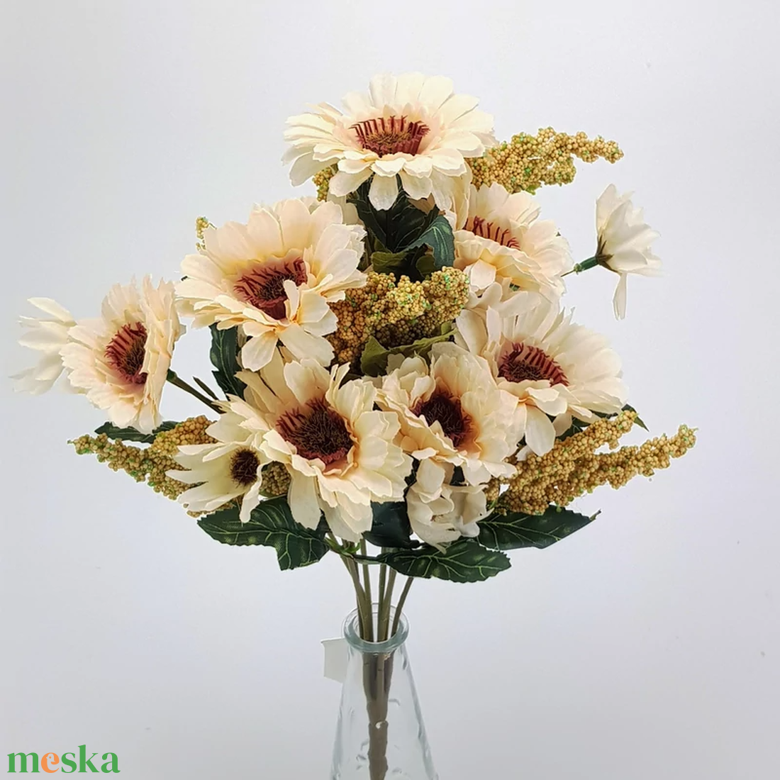 Gerbera csokor krém (Selyemvirágok) - otthon & életmód - dekoráció - virágdísz és tartó - csokor & virágdísz - Meska.hu