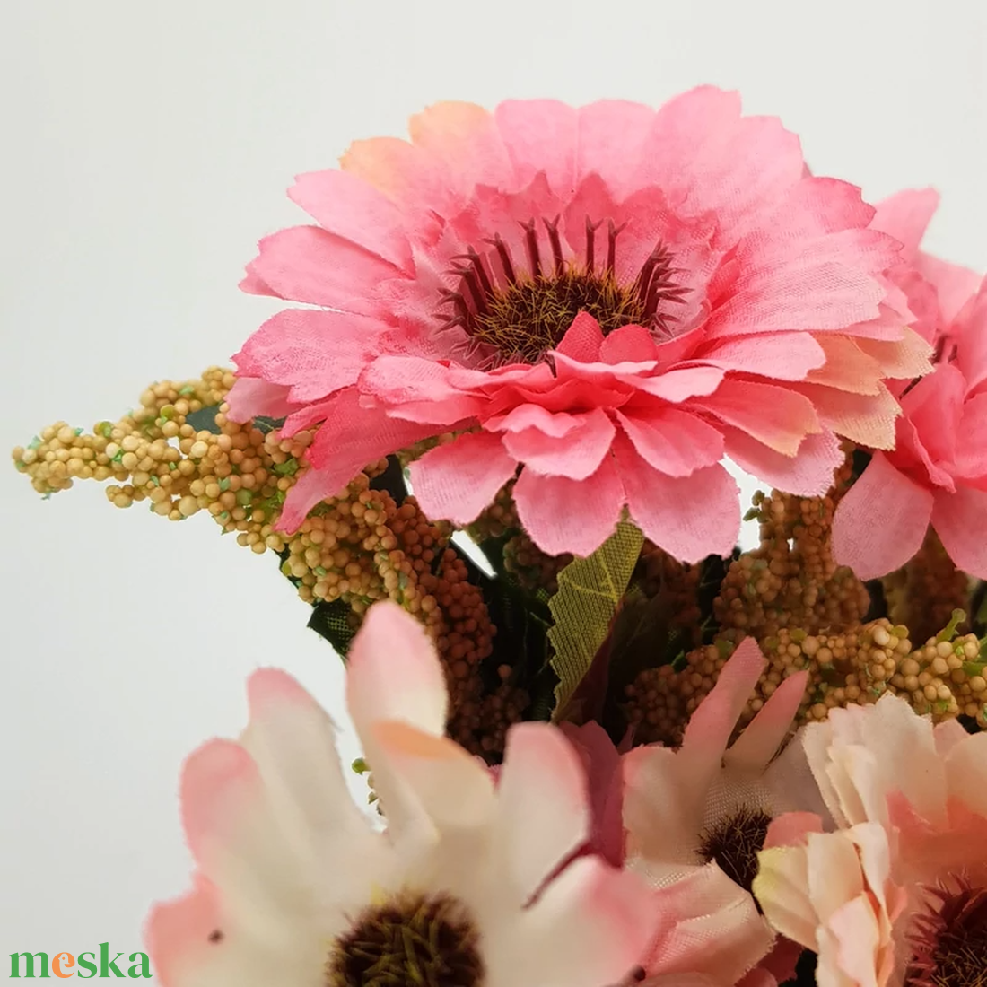 Gerbera csokor rózsaszín (Selyemvirágok) - otthon & életmód - dekoráció - virágdísz és tartó - csokor & virágdísz - Meska.hu