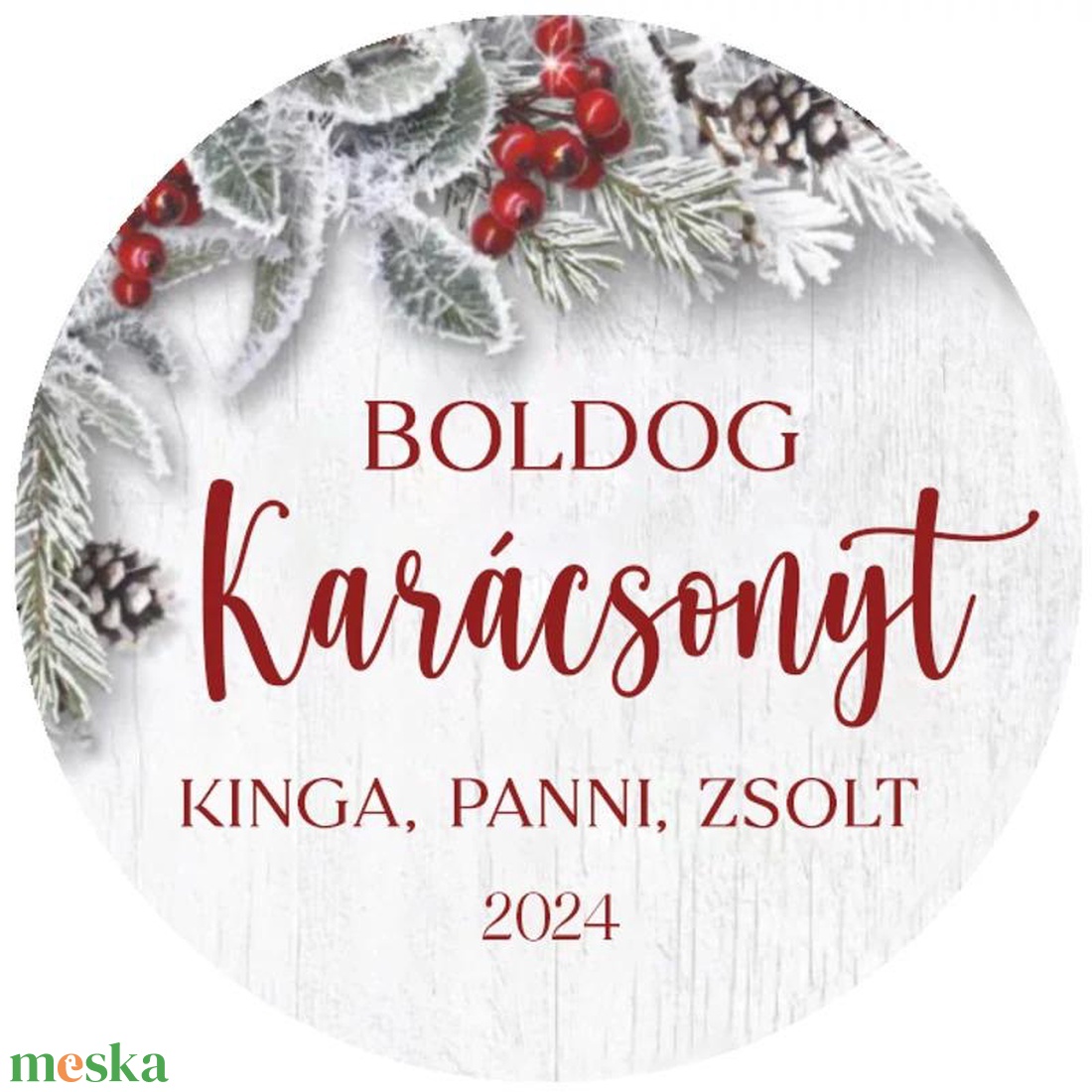Karácsonyi matrica - Egyedi szöveggel ellátott személyre szabott- havas karácsony ünnepi (Egyedi karácsonyi ajándékok) - karácsony - karácsonyi ajándékozás - karácsonyi képeslap, üdvözlőlap, ajándékkísérő - Meska.hu
